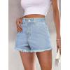 EMMIOL Women Jean Shorts High-Mid Waisted Stretchy Basic Wash Solid Denim Hot Shorts Boyfriend Casual Y2k Jorts for Summer(Blue)