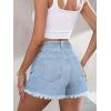 EMMIOL Women Jean Shorts High-Mid Waisted Stretchy Basic Wash Solid Denim Hot Shorts Boyfriend Casual Y2k Jorts for Summer(Blue)
