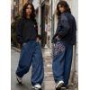 EMMIOL Women Y2K 90S Hip Hop Baggy Jeans Boyfriend Wide Leg Denim Pants Mid-High Rise Loose Streetwear Outfits(Blue-198)