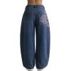 EMMIOL Women Y2K 90S Hip Hop Baggy Jeans Boyfriend Wide Leg Denim Pants Mid-High Rise Loose Streetwear Outfits(Blue-198)