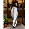 EMMIOL Women’s Y2K Baggy Striped Sweatpants, High Waisted Wide Leg Barrel Pants, Joggers with Drawstring Waist and Cuffs(Light Gray)