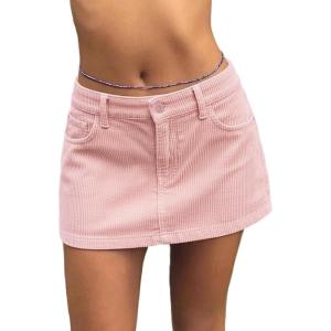 EMMIOL Skirts for Women Mid/Low Rised Sexy Mini Dress 2026 Trendy Summer Y2k Clothes Denim Skirt(Corduroy Pink)