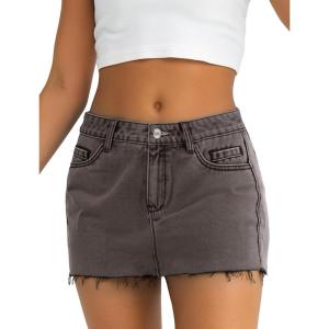 EMMIOL Skirts for Women Mid/Low Rised Sexy Mini Dress 2026 Trendy Summer Y2k Clothes Denim Skirt(F Dark Grey)
