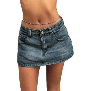 EMMIOL Skirts for Women Mid/Low Rised Sexy Mini Dress 2026 Trendy Summer Y2k Clothes Denim Skirt(Retro Blue)