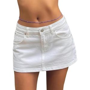 EMMIOL Skirts for Women Mid/Low Rised Sexy Mini Dress 2026 Trendy Summer Y2k Clothes Denim Skirt(White)