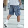 Mens Cargo Baggy Jean Shorts, Y2k Jorts Wide Leg Large Pockets, Long Denim Shorts Cotton Loose Fit Streetwear 2026 Summer(Blue)