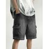 Mens Cargo Baggy Jean Shorts, Y2k Jorts Wide Leg Large Pockets, Long Denim Shorts Cotton Loose Fit Streetwear 2026 Summer(Dark Grey)