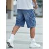 Mens Cargo Baggy Jean Shorts, Y2k Jorts Wide Leg Large Pockets, Long Denim Shorts Cotton Loose Fit Streetwear 2026 Summer(Mid Blue)
