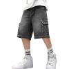 Mens Cargo Baggy Jean Shorts, Y2k Jorts Wide Leg Large Pockets, Long Denim Shorts Cotton Loose Fit Streetwear 2026 Summer(Dark Grey)