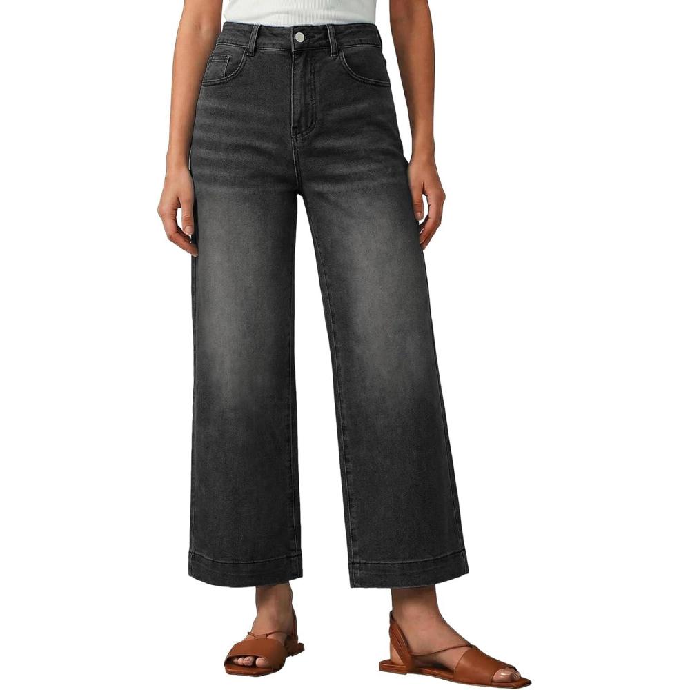 image:imageEMMIOL Womens 2026 Wide Leg Jeans Distress Mid Waist Denim Pants Vintage Y2K TrousersBlackcropped