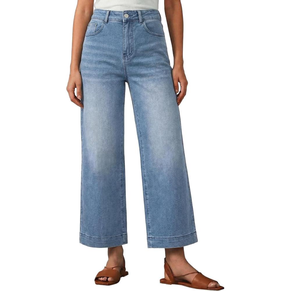 image:imageEMMIOL Womens 2026 Wide Leg Jeans Distress Mid Waist Denim Pants Vintage Y2K TrousersLight Bluecropped