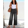 EMMIOL Women’s 2026 Wide Leg Jeans Distress Mid Waist Denim Pants Vintage Y2K Trousers(Black-cropped)