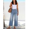 EMMIOL Women’s 2026 Wide Leg Jeans Distress Mid Waist Denim Pants Vintage Y2K Trousers(Light Blue-cropped)