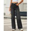 EMMIOL Women’s Wide Leg Jeans Low Rise Trendy Seamed Front Baggy Vintage Denim Pants with Pockets(Black)