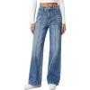 EMMIOL Women’s Wide Leg Jeans Low Rise Trendy Seamed Front Baggy Vintage Denim Pants with Pockets(Blue)