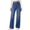 EMMIOL Women’s Wide Leg Jeans Low Rise Trendy Seamed Front Baggy Vintage Denim Pants with Pockets(Dark Blue)