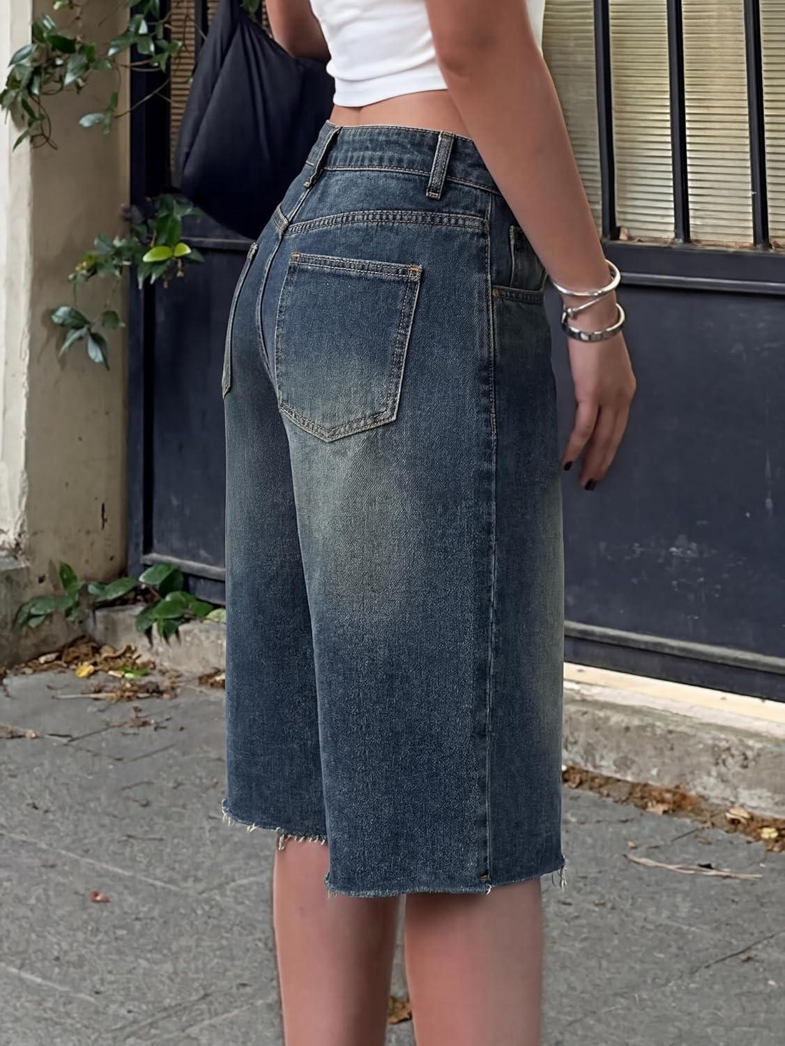 image:imageEMMIOL Women Jorts Baggy Jeans Jorts Outfits MidLow Waisted Denim Y2K Shorts Summer Hot Short Pants StreetwearVintage Blue144