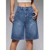 EMMIOL Women Jorts Baggy Jeans Jorts Outfits Mid-Low Waisted Denim Y2K Shorts Summer Hot Short Pants Streetwear(Dark Blue-056-stretchy)