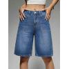 EMMIOL Women Jorts Baggy Jeans Jorts Outfits Mid-Low Waisted Denim Y2K Shorts Summer Hot Short Pants Streetwear(Dark Blue-056-stretchy)