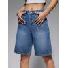 EMMIOL Women Jorts Baggy Jeans Jorts Outfits Mid-Low Waisted Denim Y2K Shorts Summer Hot Short Pants Streetwear(Dark Blue-056-stretchy)