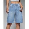 EMMIOL Women Jorts Baggy Jeans Jorts Outfits Mid-Low Waisted Denim Y2K Shorts Summer Hot Short Pants Streetwear(Light Blue-057-stretchy)