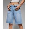 EMMIOL Women Jorts Baggy Jeans Jorts Outfits Mid-Low Waisted Denim Y2K Shorts Summer Hot Short Pants Streetwear(Light Blue-057-stretchy)