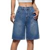 EMMIOL Women Jorts Baggy Jeans Jorts Outfits Mid-Low Waisted Denim Y2K Shorts Summer Hot Short Pants Streetwear(Dark Blue-056-stretchy)