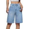 EMMIOL Women Jorts Baggy Jeans Jorts Outfits Mid-Low Waisted Denim Y2K Shorts Summer Hot Short Pants Streetwear(Light Blue-057-stretchy)