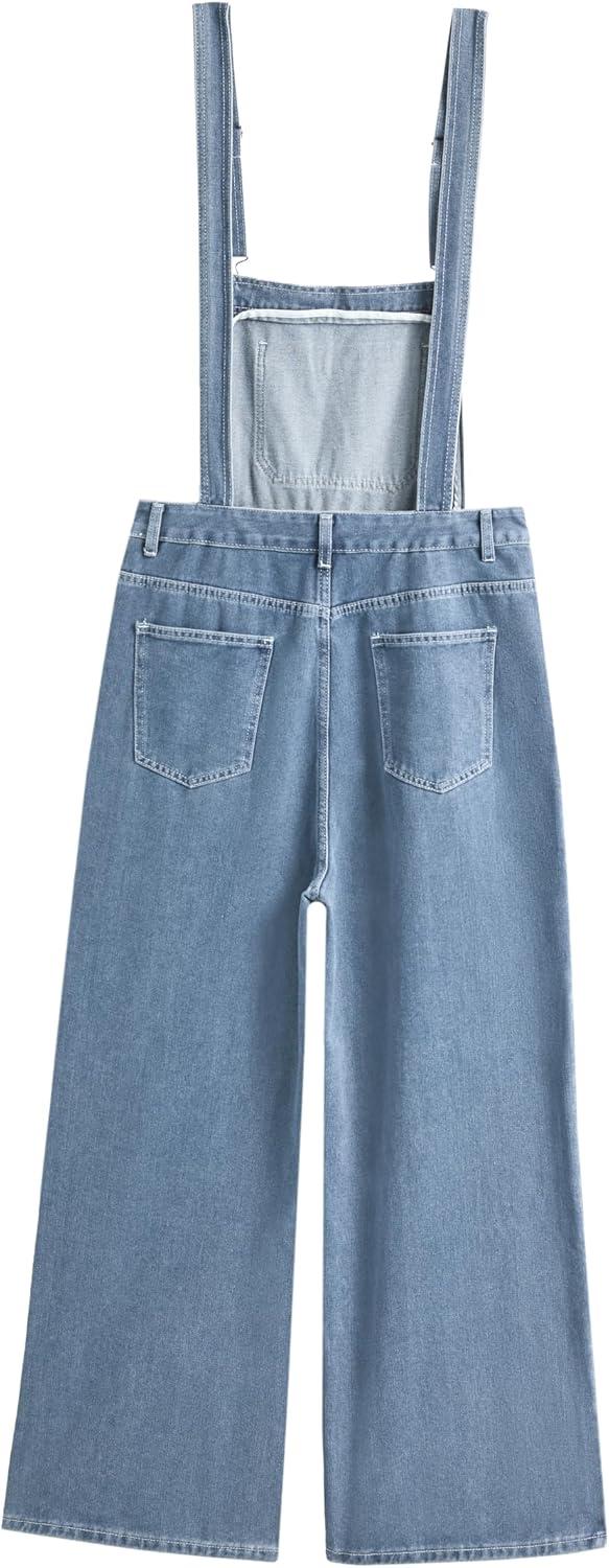 image:imageEMMIOL Womens Denim Overalls Baggy Loose Fit Wide Leg Jumpsuit 90s Vintage Style Overall with Adjustable Straps