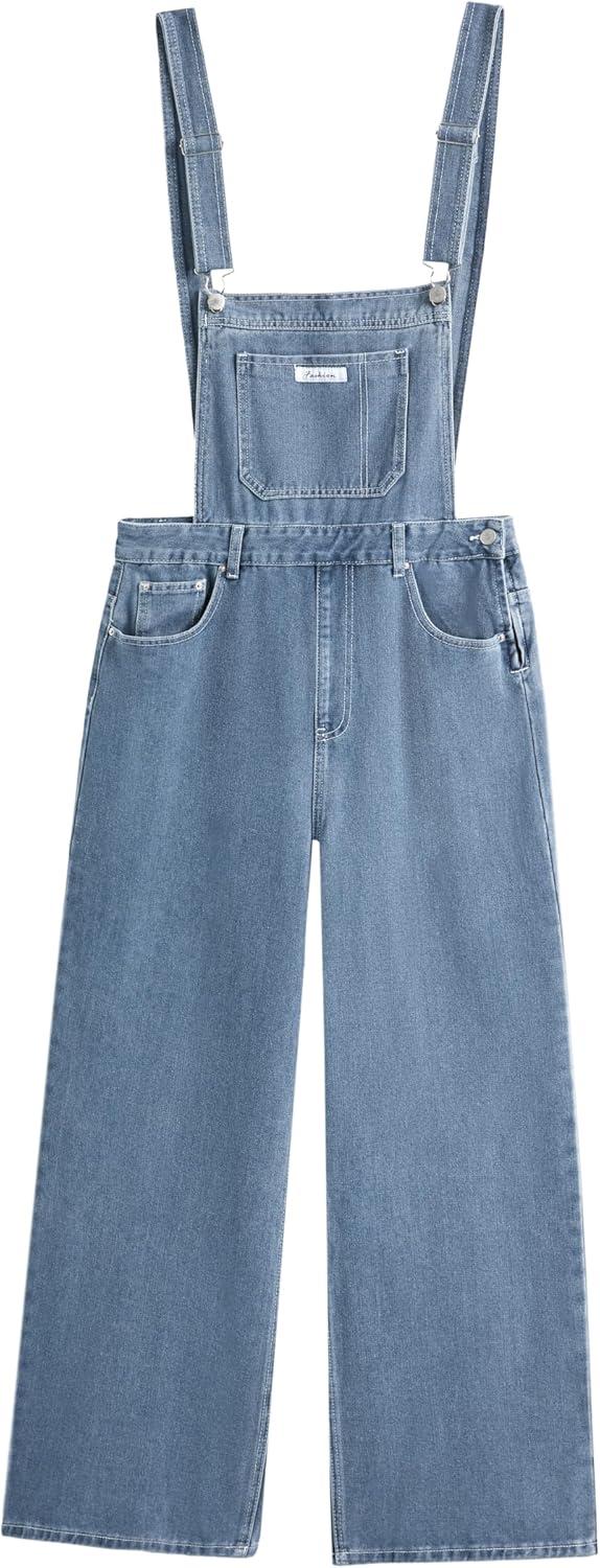 image:imageEMMIOL Womens Denim Overalls Baggy Loose Fit Wide Leg Jumpsuit 90s Vintage Style Overall with Adjustable Straps