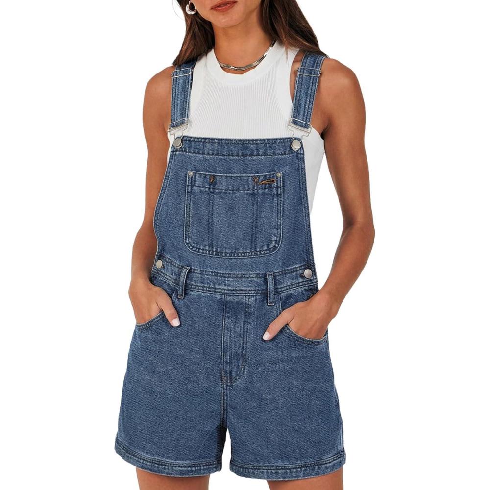 image:imageEMMIOL Overalls for Women Denim Shorts Summer Jeans Jumpsuits Adjustable Strap Bib Loose Fit Denim Overalls CasualBlue