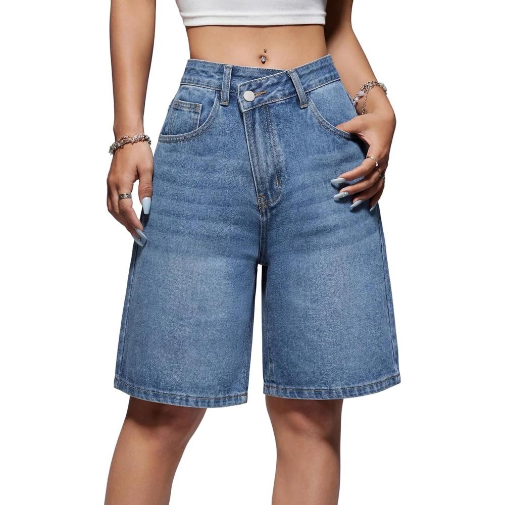image:imageEMMIOL Women Jorts Baggy Jeans Shorts MidLow Waisted Denim Y2K HipHop Shorts Summer Hot Short Pants StreetwearDenim Blue313
