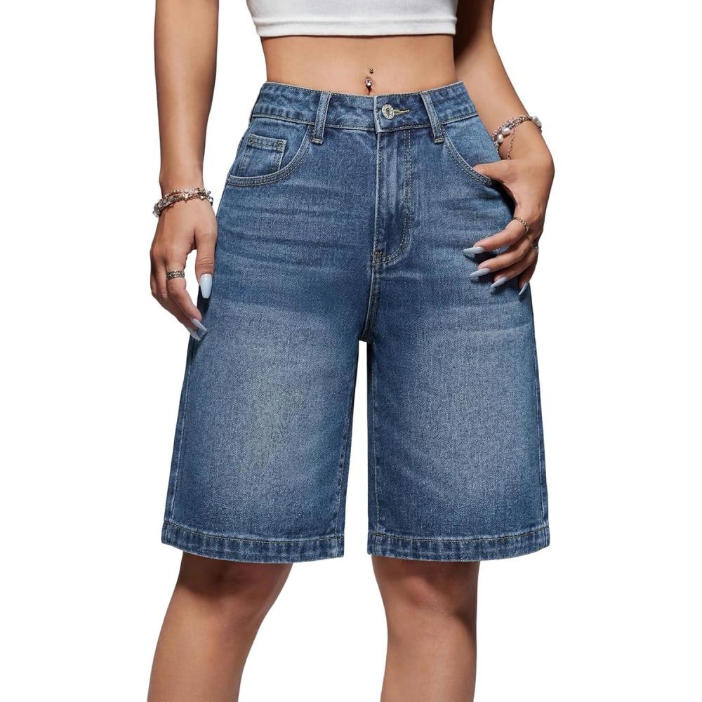 image:imageEMMIOL Women Jorts Baggy Jeans Shorts MidLow Waisted Denim Y2K HipHop Shorts Summer Hot Short Pants StreetwearMid Blue041