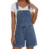 EMMIOL Overalls for Women Denim Shorts Summer Jeans Jumpsuits Adjustable Strap Bib Loose Fit Denim Overalls Casual(Blue)