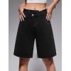 EMMIOL Women Jorts Baggy Jeans Shorts Mid-Low Waisted Denim Y2K Hip-Hop Shorts Summer Hot Short Pants Streetwear(Black-313)