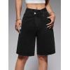 EMMIOL Women Jorts Baggy Jeans Shorts Mid-Low Waisted Denim Y2K Hip-Hop Shorts Summer Hot Short Pants Streetwear(Black-313)