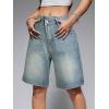 EMMIOL Women Jorts Baggy Jeans Shorts Mid-Low Waisted Denim Y2K Hip-Hop Shorts Summer Hot Short Pants Streetwear(Blue-313)