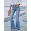 EMMIOL Women’s Flare Jeans Low Rise Trendy Patch Pocket Stretchy Bootcut Denim 90s Pants(Light Blue)