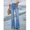 EMMIOL Women’s Flare Jeans Low Rise Trendy Patch Pocket Stretchy Bootcut Denim 90s Pants(Light Blue)