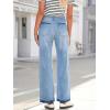 EMMIOL Women’s Straight Wide Leg Rhinestone Jeans Trendy High Waisted Sparkly Bling Glitter Denim Pants Boyfriend(Blue)