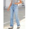 EMMIOL Women’s Straight Wide Leg Rhinestone Jeans Trendy High Waisted Sparkly Bling Glitter Denim Pants Boyfriend(Blue)