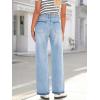 EMMIOL Women’s Straight Wide Leg Rhinestone Jeans Trendy High Waisted Sparkly Bling Glitter Denim Pants Boyfriend(Blue—without Diamonds)