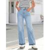 EMMIOL Women’s Straight Wide Leg Rhinestone Jeans Trendy High Waisted Sparkly Bling Glitter Denim Pants Boyfriend(Blue—without Diamonds)