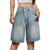 EMMIOL Women Jorts Baggy Jeans Shorts Mid-Low Waisted Denim Y2K Hip-Hop Shorts Summer Hot Short Pants Streetwear(Blue-313)
