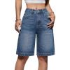 EMMIOL Women Jorts Baggy Jeans Shorts Mid-Low Waisted Denim Y2K Hip-Hop Shorts Summer Hot Short Pants Streetwear(Mid Blue-041)