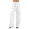 EMMIOL Women’s 2026 Wide Leg Jeans Distress Mid Waist Denim Pants Vintage Y2K Trousers(White)