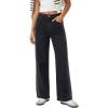 EMMIOL Women’s Straight Wide Leg Rhinestone Jeans Trendy High Waisted Sparkly Bling Glitter Denim Pants Boyfriend(Black)