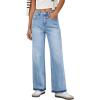 EMMIOL Women’s Straight Wide Leg Rhinestone Jeans Trendy High Waisted Sparkly Bling Glitter Denim Pants Boyfriend(Blue)