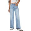 EMMIOL Women’s Straight Wide Leg Rhinestone Jeans Trendy High Waisted Sparkly Bling Glitter Denim Pants Boyfriend(Blue—without Diamonds)