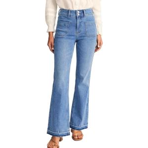 EMMIOL Women’s Flare Jeans Low Rise Trendy Patch Pocket Stretchy Bootcut Denim 90s Pants(Blue)